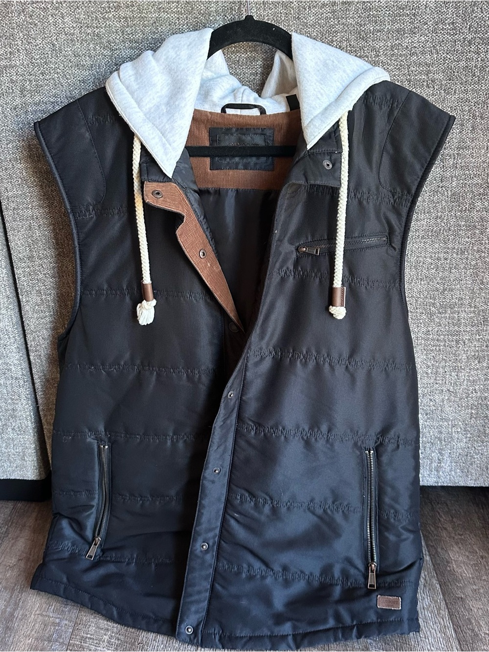 Outpost Makers Quilted Vest Hooded Black Utility Jacket Men’s XXL